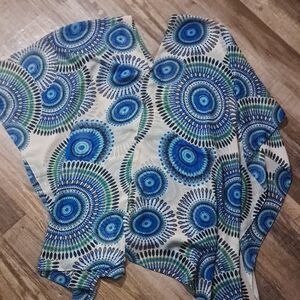 Source Unknown Blue and Green Patterned Swim Cover Up